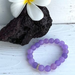 Crystal Chalcedony Beaded Bracelet - Purple